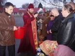 Освячення пасхальних приношень у мікрорайоні Червона Гора Бердичева.