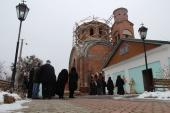 Освячення надкупольних Хрестів для храму на честь святого святителя Спиридона на території Спасо-Преображенського Тригірського монастиря.